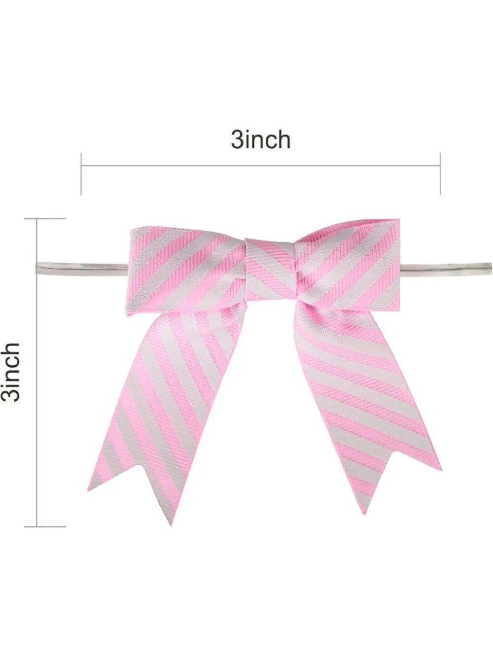 30pc Pink Striped Grosgrain Mini Twist Tie Bows 3